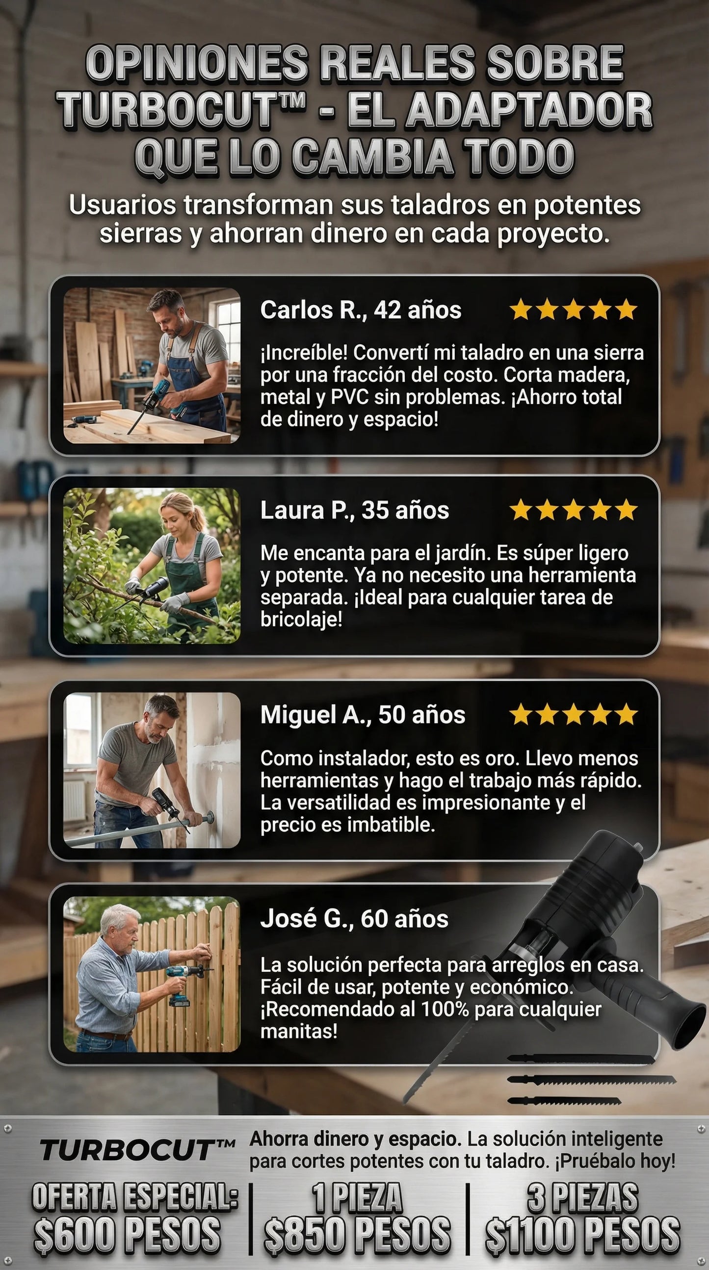TurboCut™ Convierte tu Taladro en una Sierra profesional en segundos (NO INCLUYE TALADRO)