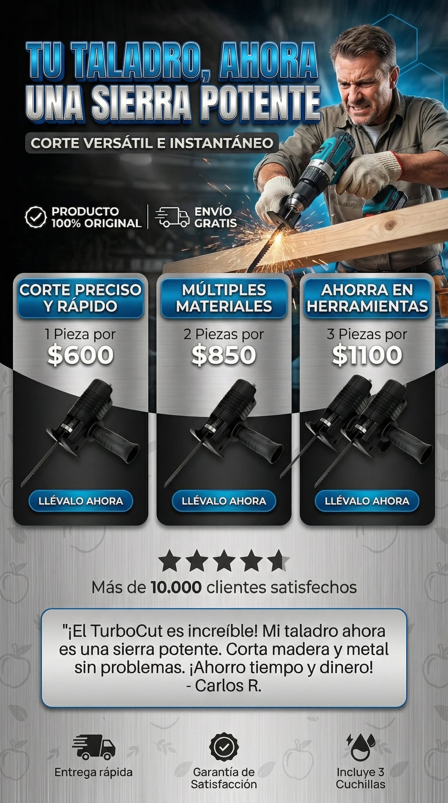 TurboCut™ Convierte tu Taladro en una Sierra profesional en segundos (NO INCLUYE TALADRO)