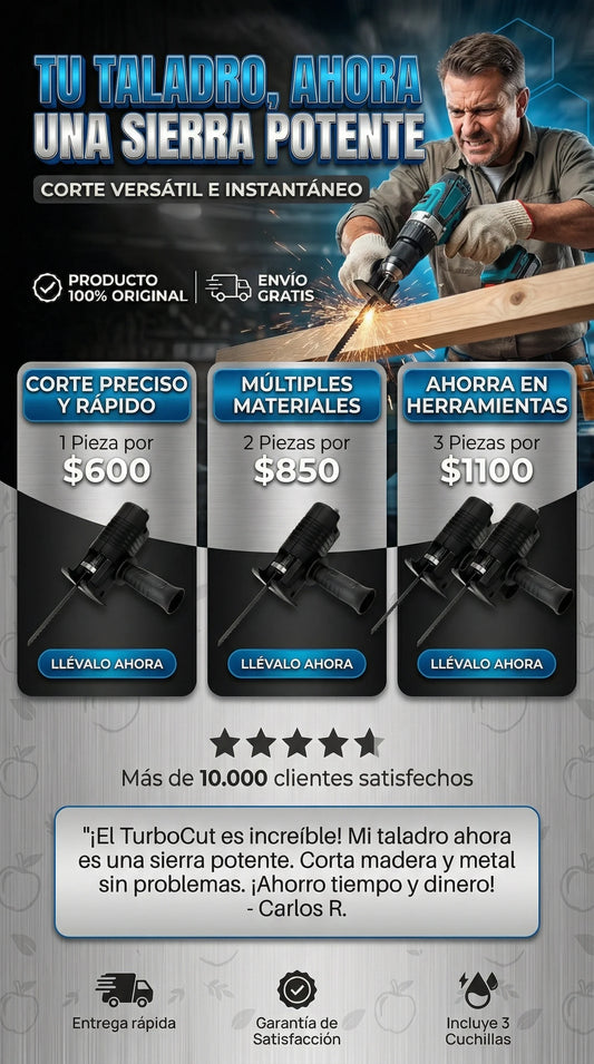 TurboCut™ Convierte tu Taladro en una Sierra profesional en segundos (NO INCLUYE TALADRO)