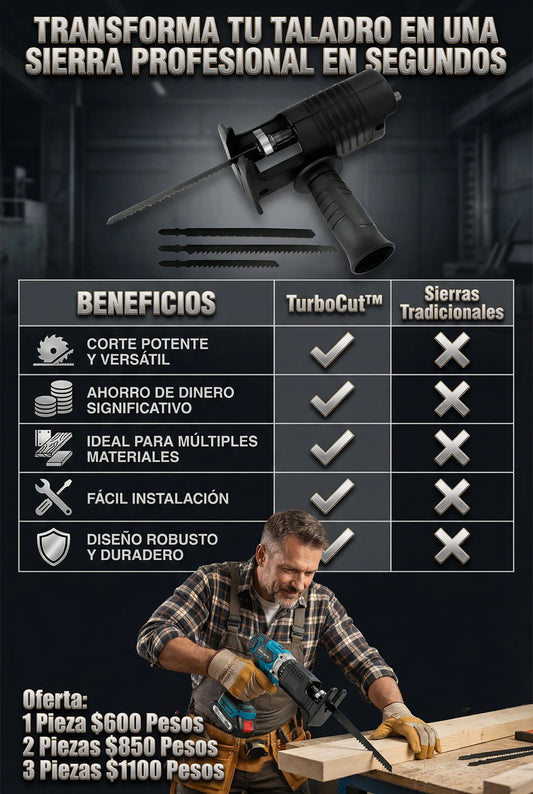 TurboCut™ Convierte tu Taladro en una Sierra profesional en segundos (NO INCLUYE TALADRO)
